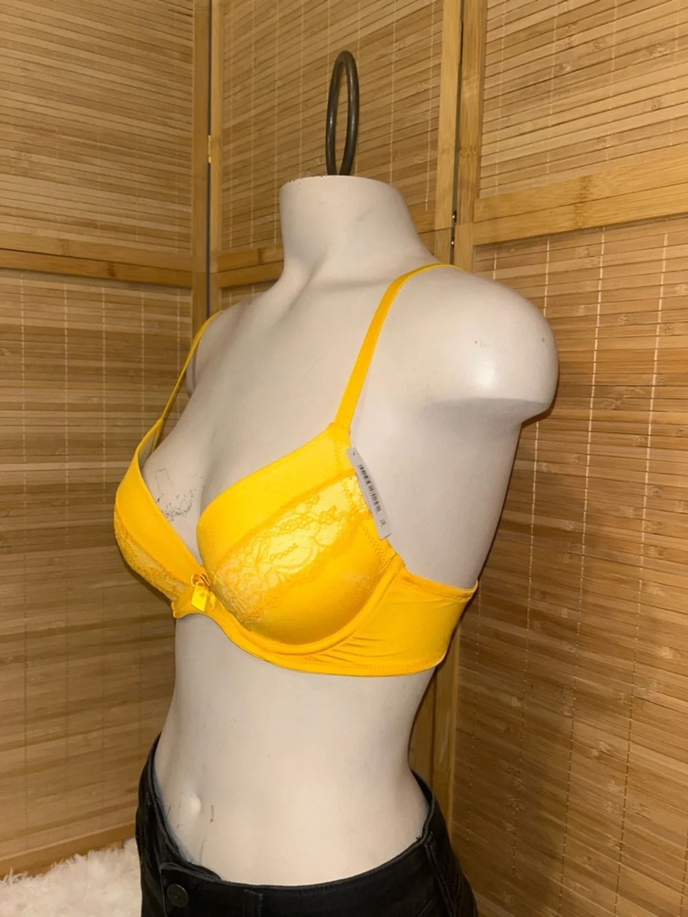 Adore Me Mirianne Push Up Bra dark yellow lace woman’s 34A NEW
